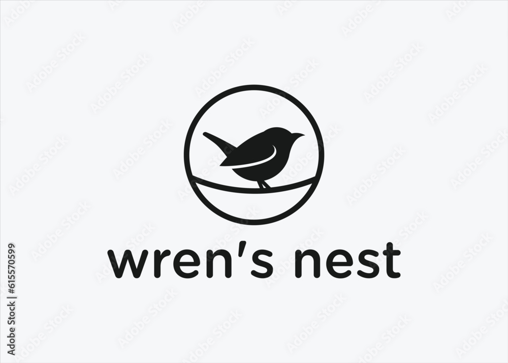 wren bird logo design vector silhouette illustration wren bird logo design vector silhouette illustration