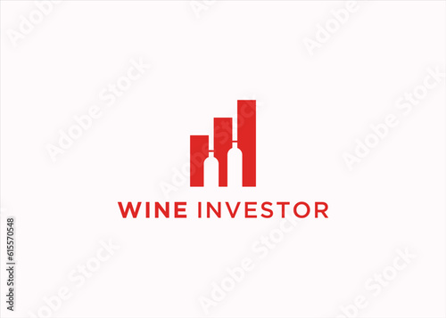 wine finance logo design vector silhouette illustration