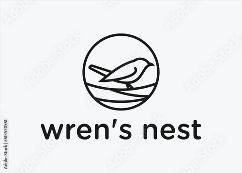 Canvas Print wren bird logo design vector silhouette illustration