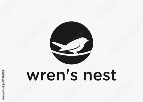 wren bird logo design vector silhouette illustration