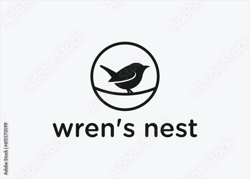 wren bird logo design vector silhouette illustration