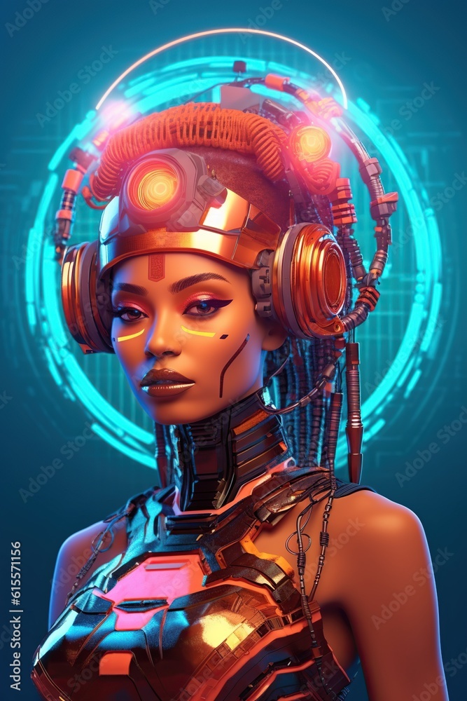 Illustration of a cyborg woman and Ai technology background , AI Generated Illustration of a cyborg woman and Ai technology background , AI Generated