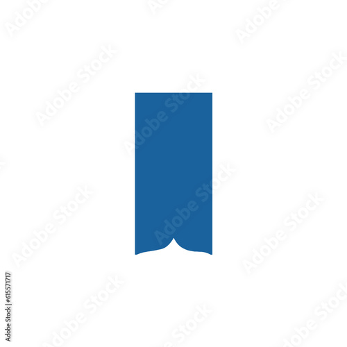 blue curved paper blank banners isolated on white background. Jpg illustration.