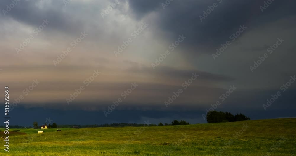 Nature's Fury Unleashed. Epic Supercell Storm Timelapse. Mesocyclone supercell storm captured in Lithuania Europe Nature's Fury Unleashed. Epic Supercell Storm Timelapse. Mesocyclone supercell storm captured in Lithuania Europe