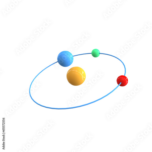Atom structure 3d illustration rendering