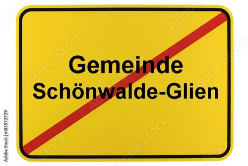 Illustration eines Ortsschildes der Gemeinde Schönwalde-Glien in Brandenburg photo