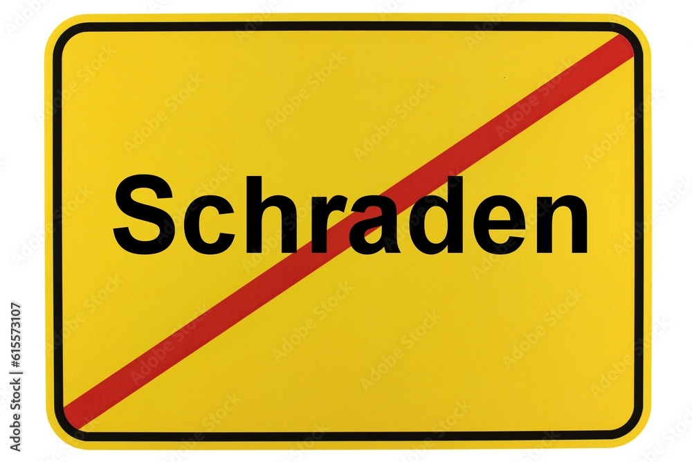 Illustration eines Ortsschildes der Gemeinde Schraden in Brandenburg Illustration eines Ortsschildes der Gemeinde Schraden in Brandenburg