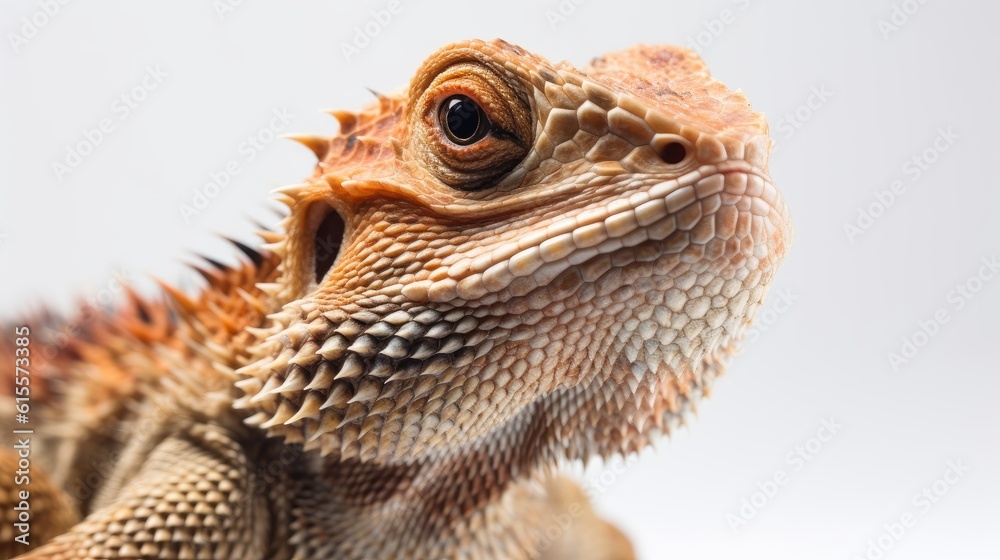 Bearded Dragon white background. Generative AI Bearded Dragon white background. Generative AI