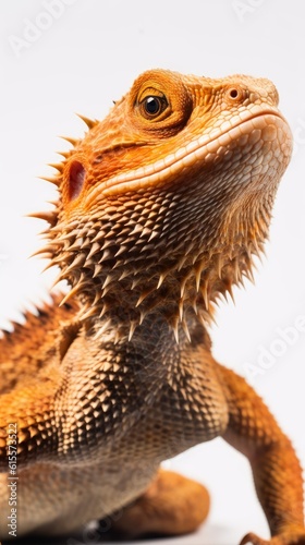 Bearded Dragon white background. Generative AI