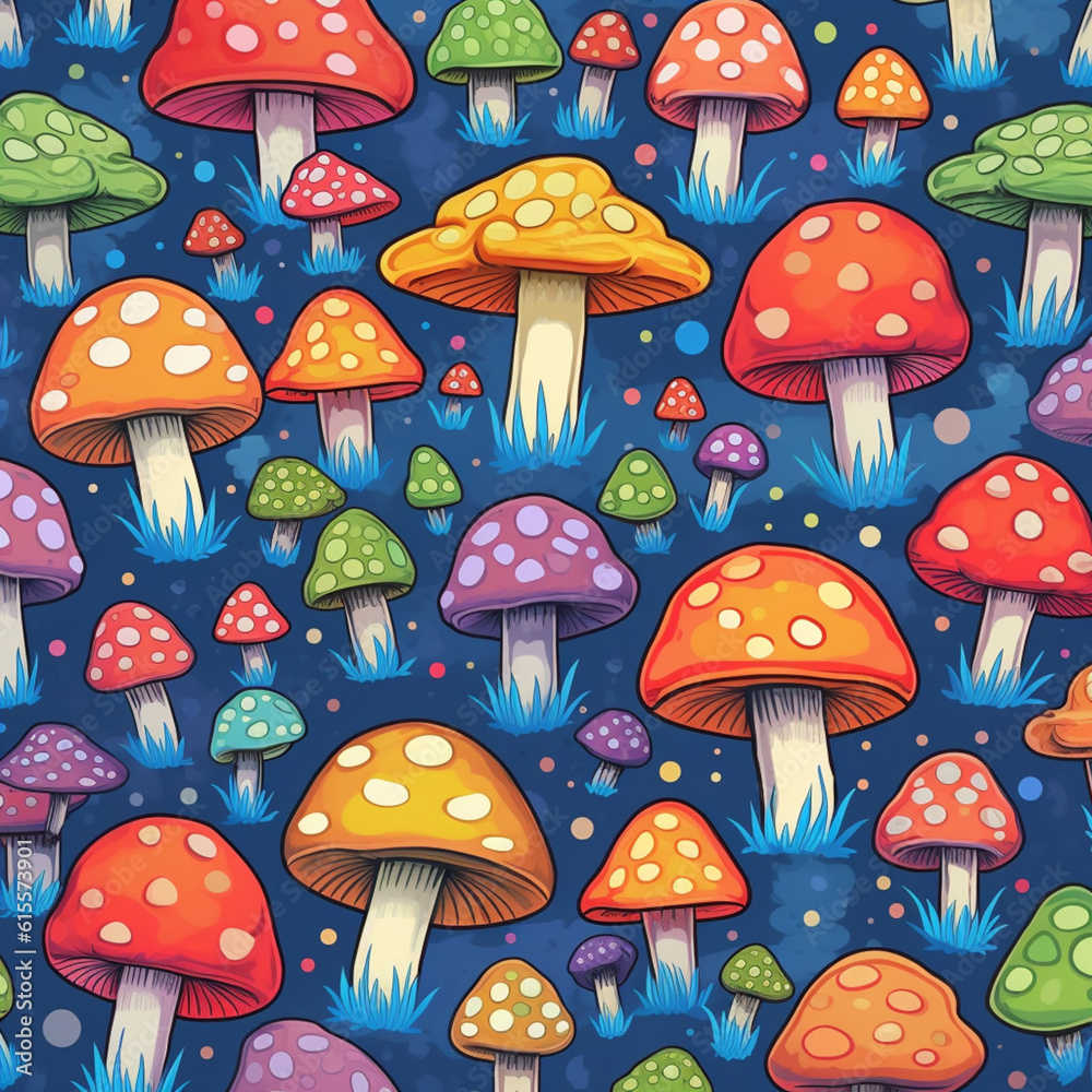 seamless background with mushrooms, generative ai seamless background with mushrooms, generative ai