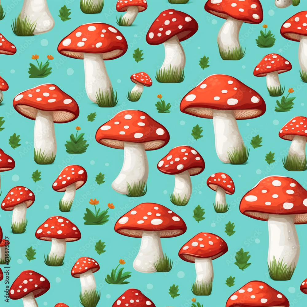 pattern with mushrooms, generative ai pattern with mushrooms, generative ai