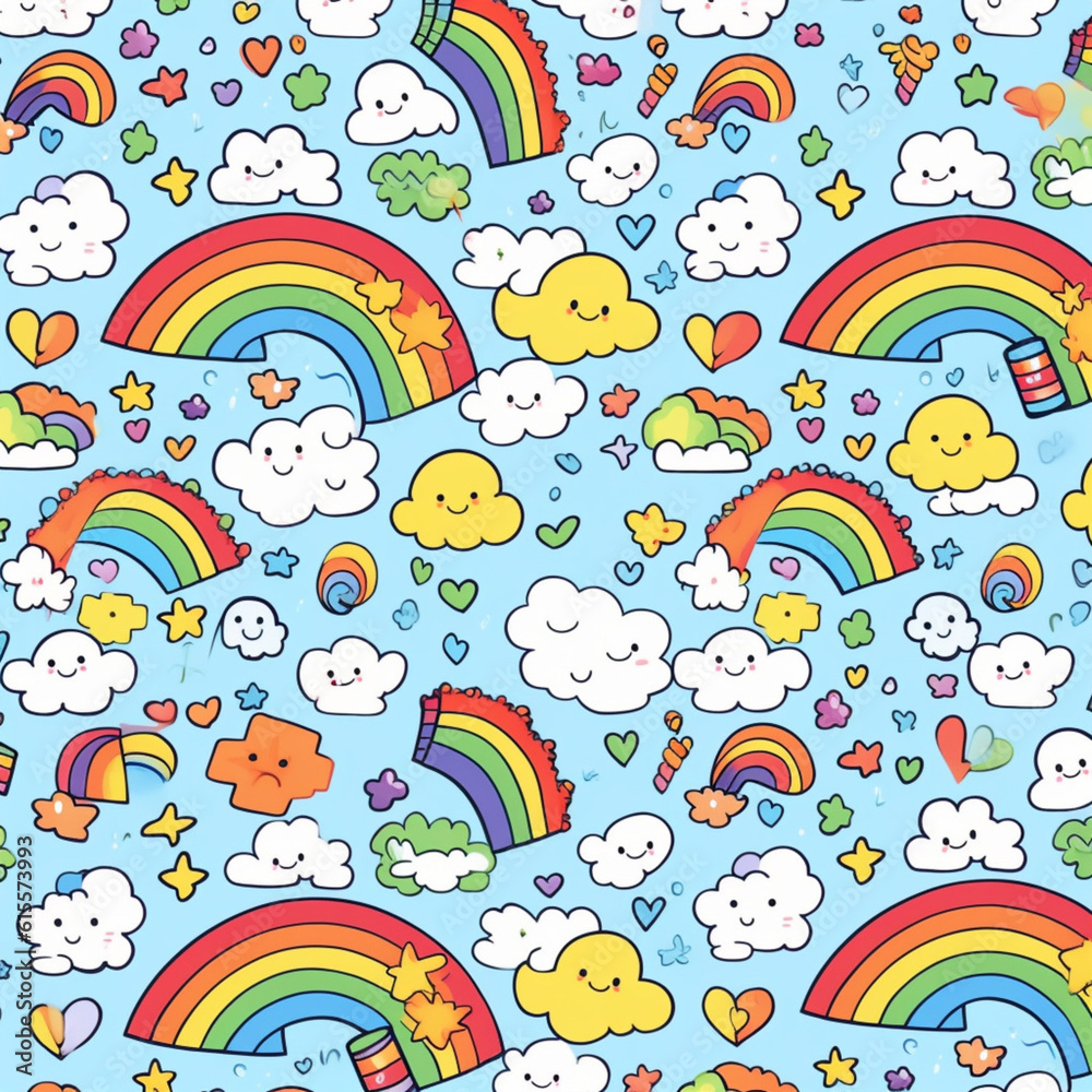 seamless pattern with rainbow, generative ai seamless pattern with rainbow, generative ai
