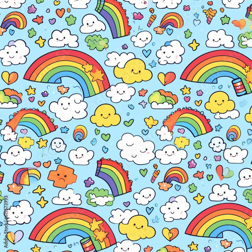 seamless pattern with rainbow, generative ai