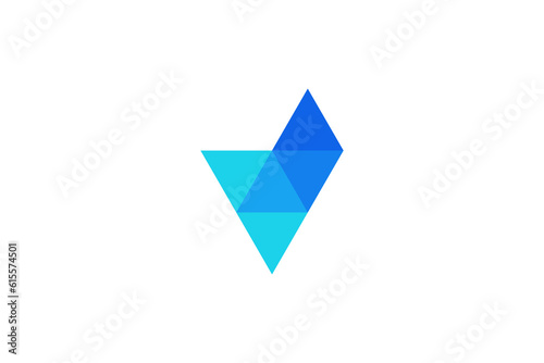 V Check Overlapping Logo Design Vector 