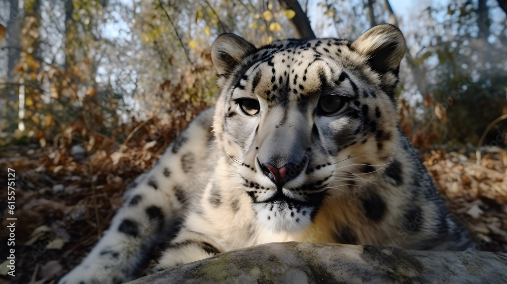 Obraz premium The Majestic Snow Leopard in its Natural Habitat. Generative AI