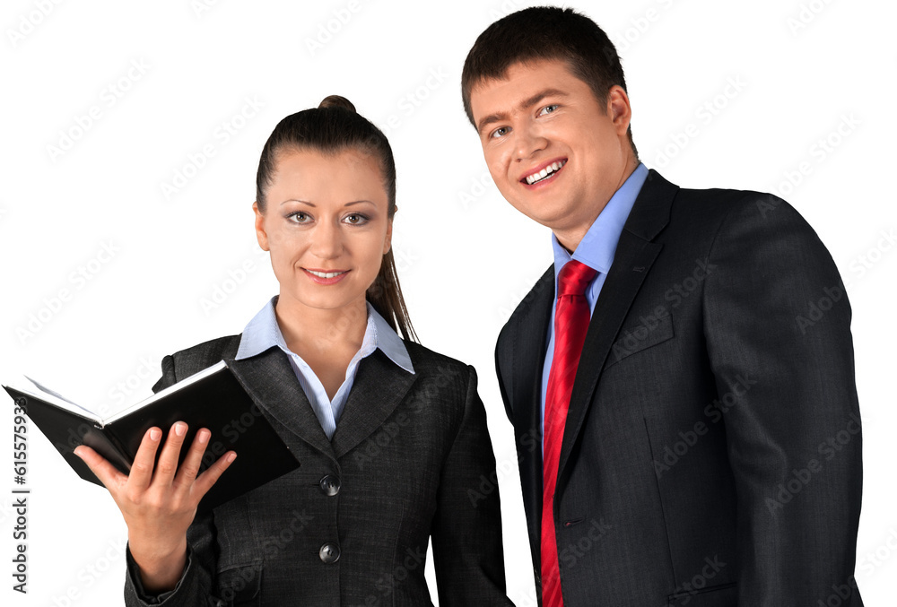 Portrait of Business People Checking Agenda Portrait of Business People Checking Agenda