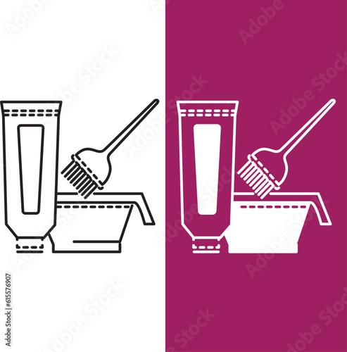 hair dye cream and comb icon