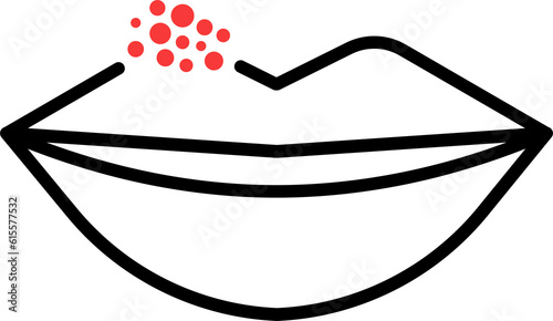 png herpes on lips icon isolated. Cold sore lips sign.