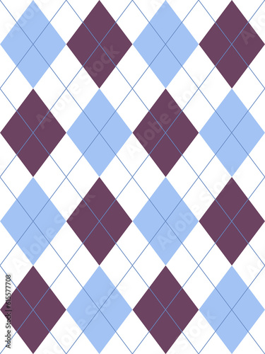 Seamless blue pink argyle pattern. Traditional diamond check print. Vintage seamless background.