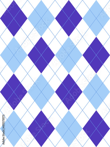 Color Seamless blue argyle pattern. Traditional diamond check print. Vintage seamless background.