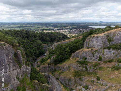 Cheddar gorge somerset england uk from the air drone 