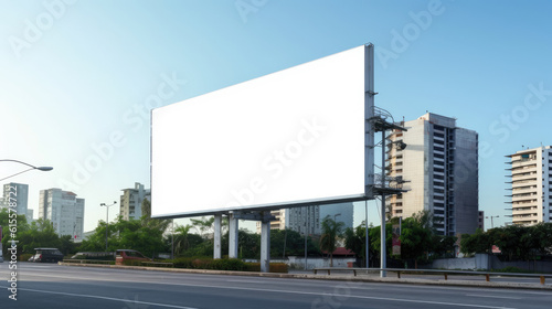 Large white blank billboard