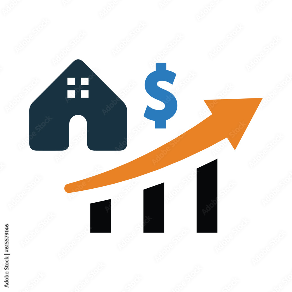 home, house, money, dollar, growth, graph, chart, house market growth icon home, house, money, dollar, growth, graph, chart, house market growth icon