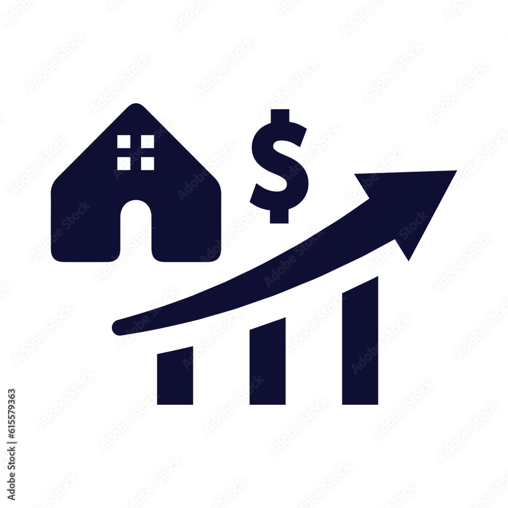 home, house, money, dollar, growth, graph, chart, house market growth icon home, house, money, dollar, growth, graph, chart, house market growth icon