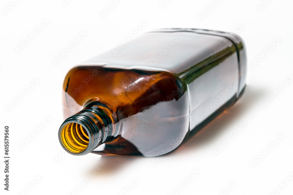 Empty brown bottle on a white background Empty brown bottle on a white background