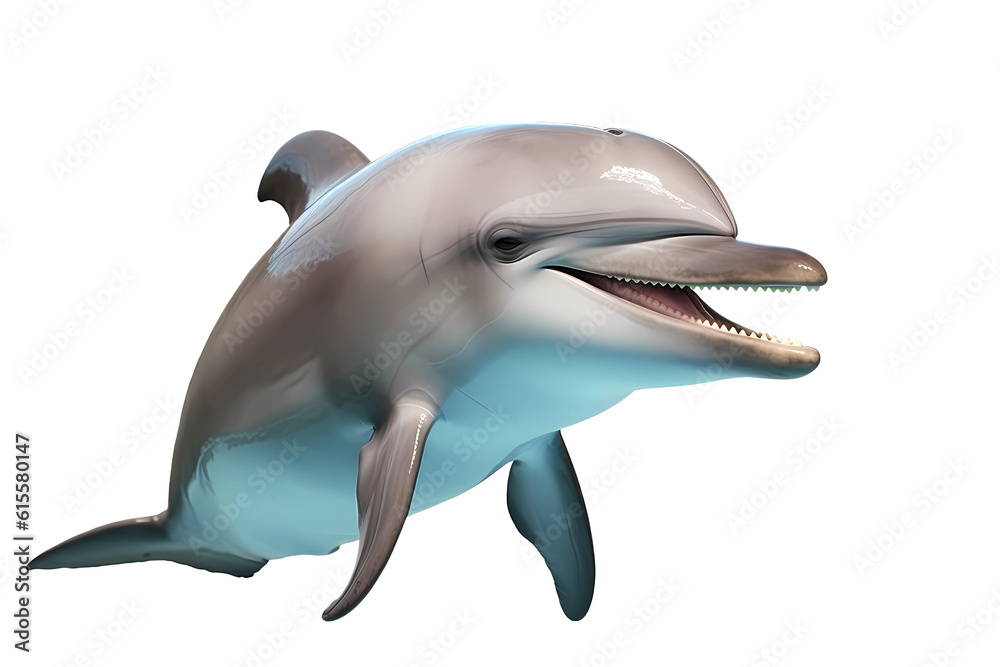 Cute dolphin jumping isolated on white background. PNG. Generative AI Cute dolphin jumping isolated on white background. PNG. Generative AI