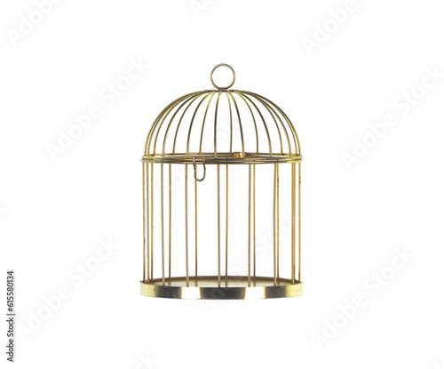 golden cage isolated on white background photo