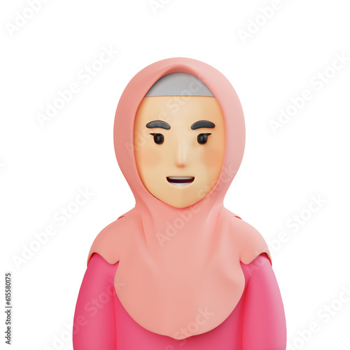 Pink lady hijab 3D Avatar