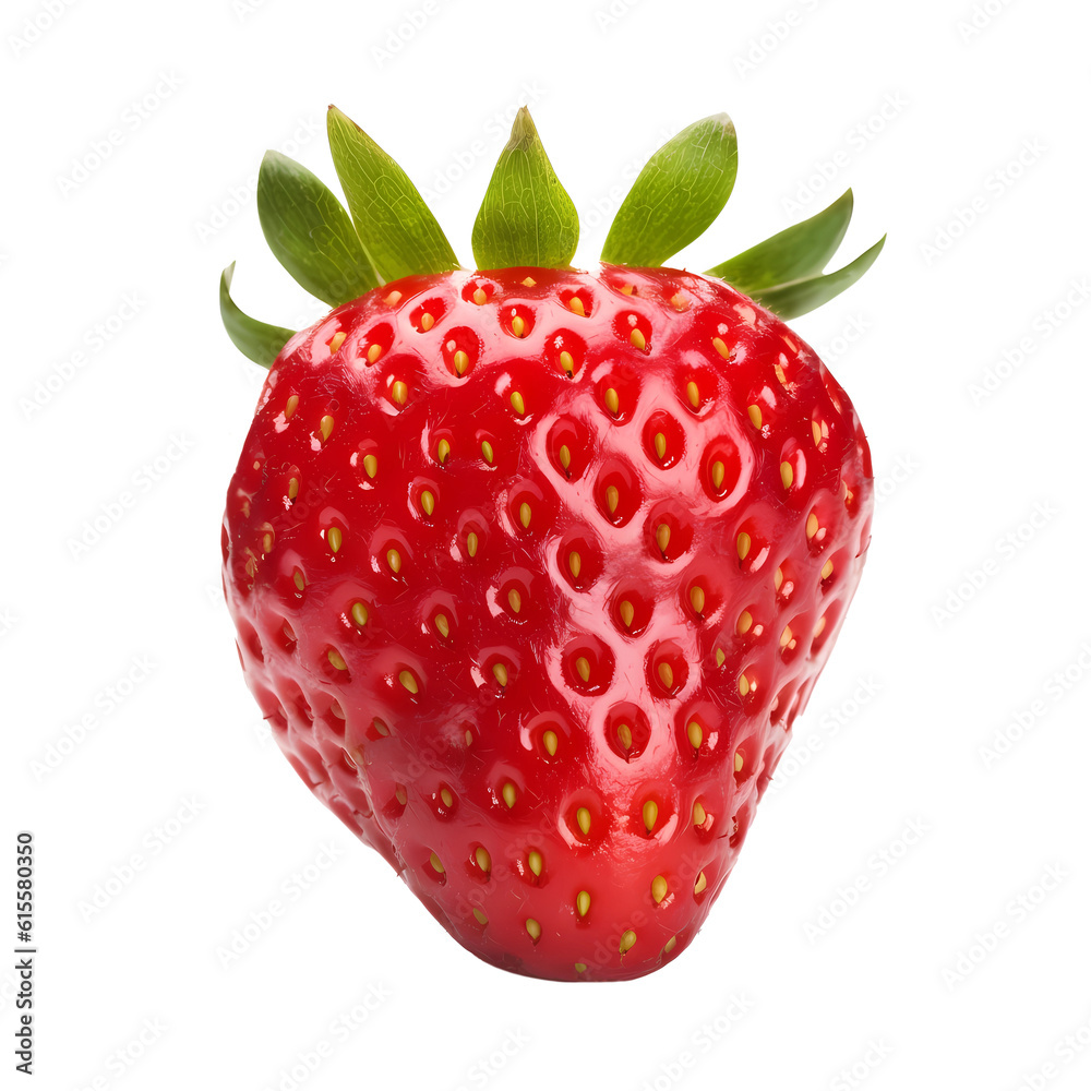 Red Strawberry isolated on white background with clipping path. Full Depth of field. Focus stacking. PNG. Generative AI Red Strawberry isolated on white background with clipping path. Full Depth of field. Focus stacking. PNG. Generative AI