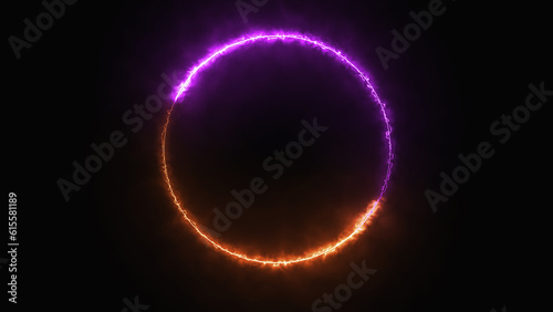 Abstract neon and fire motion circle light effect. Abstract Light Effect Element Design on Black Background.