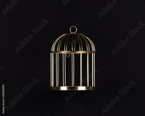 golden cage isolated on black background