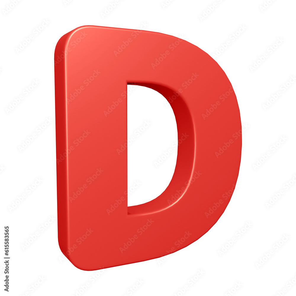 Red alphabet letter d in 3d rendering for education, text concept Red alphabet letter d in 3d rendering for education, text concept
