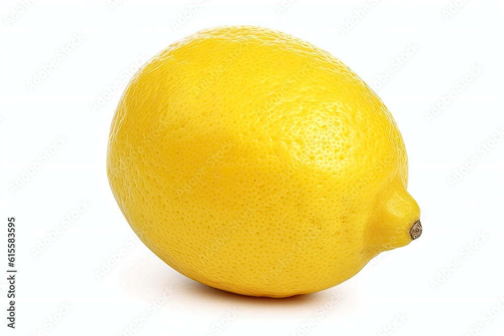 Illustration of a vibrant yellow lemon isolated on a plain white background created with Generative AI technology Illustration of a vibrant yellow lemon isolated on a plain white background created with Generative AI technology