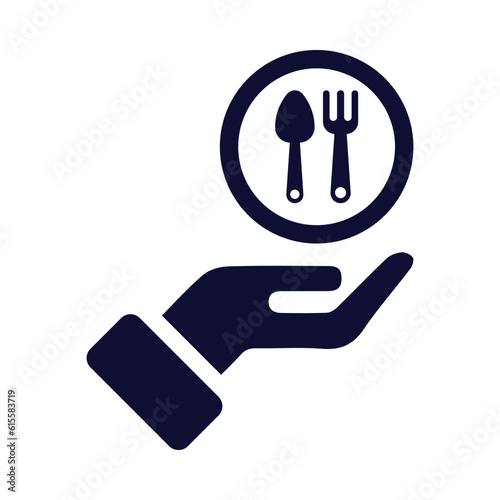 restaurant, spoon, fork, hand, spoon and fork on hand icon