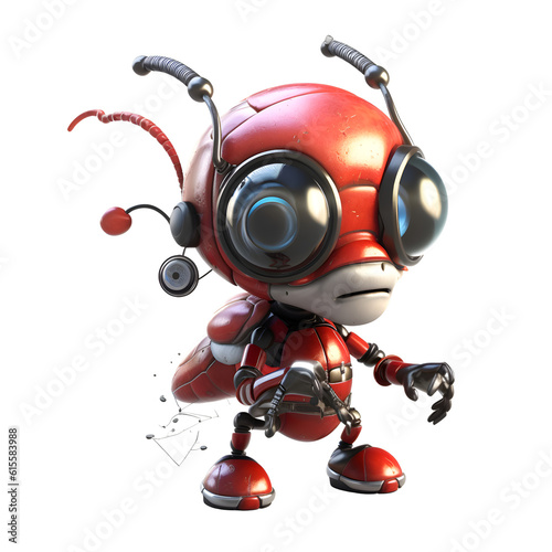 Cartoon robot with a funny expression on his face - 3D Illustration