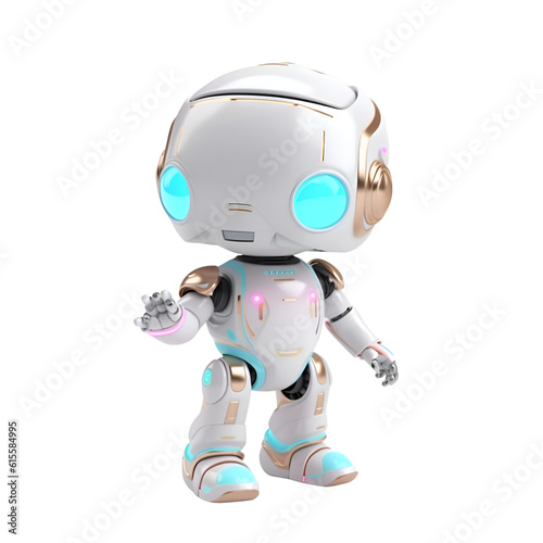 3D rendering of a female robot isolated on white background. Contains clipping path.