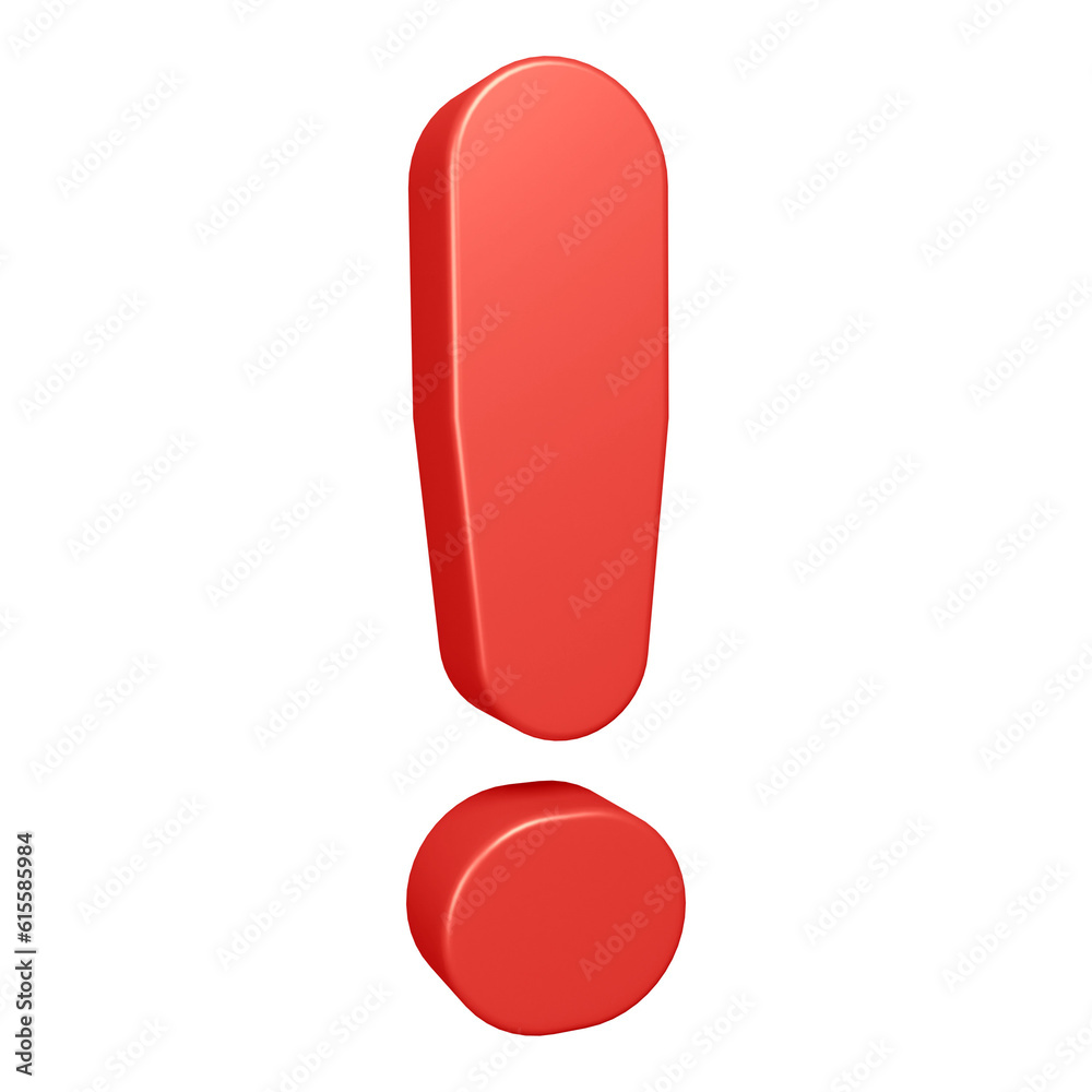 Red exclamation mark symbol or icon design in 3d rendering Red exclamation mark symbol or icon design in 3d rendering