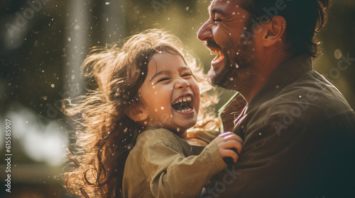 Fotografie, Tablou A heartwarming scene capturing the pure joy and connection between a happy girl and her loving father