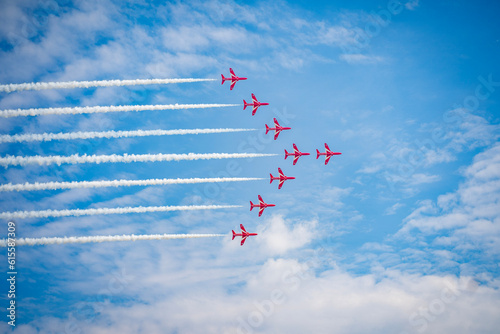 Aircraft in formation at an air show