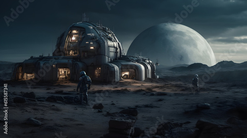 A Glimpse into the Futuristic Cities of the Moon, background. Generative AI