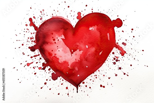 vibrant red heart on a clean white canvas