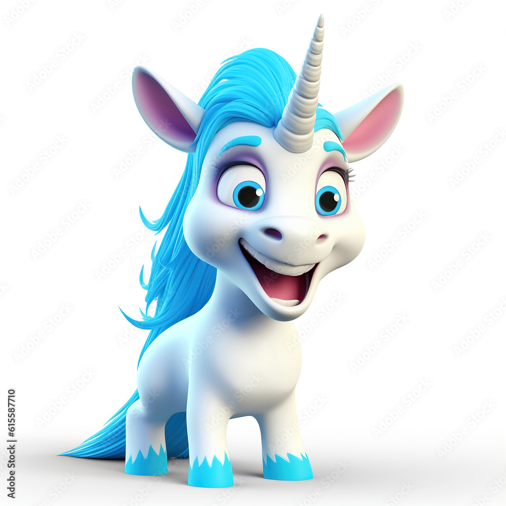 Cute little unicorn, cartoon fairy character on isolated background Cute little unicorn, cartoon fairy character on isolated background