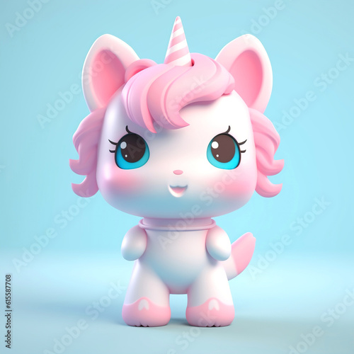 Cute little unicorn, cartoon fairy character on isolated background © innluga