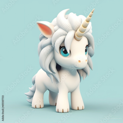 Cute little unicorn  cartoon fairy character on isolated background