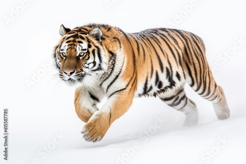 majestic tiger running through a snowy landscape in the wild