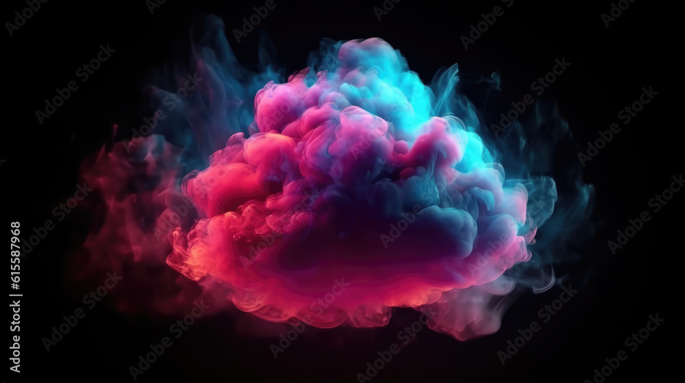 Mystical cloud glowing with pink blue neon light from inside, abstract background. Mystical cloud glowing with pink blue neon light from inside, abstract background.